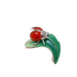 Ladybug on Leaf Pendant