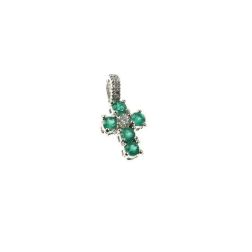 Ciondolo Croce Smeraldi - Larghezza 8.3mm