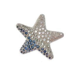 Diamonds and Blue Sapphires Sea Star Charm 3cm