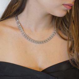 photo of worn of White gold segmented necklace