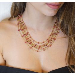 photo of worn Ruby multi-strand necklace