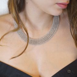 Magnificent white gold large necklace - 48cm 19.20mm
