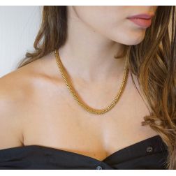 Striped Round Couture yellow gold necklace 45 cm x 6,2mm foto indossata