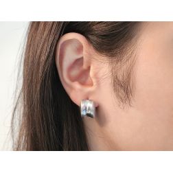 photo of worn Satin hopps earrings with lucid center