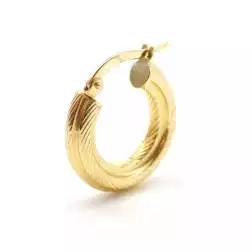 18kt Yellow Gold striped Small Hoops Earrings