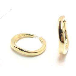Pendant Earrings Wavy Yellow Gold Hoops
