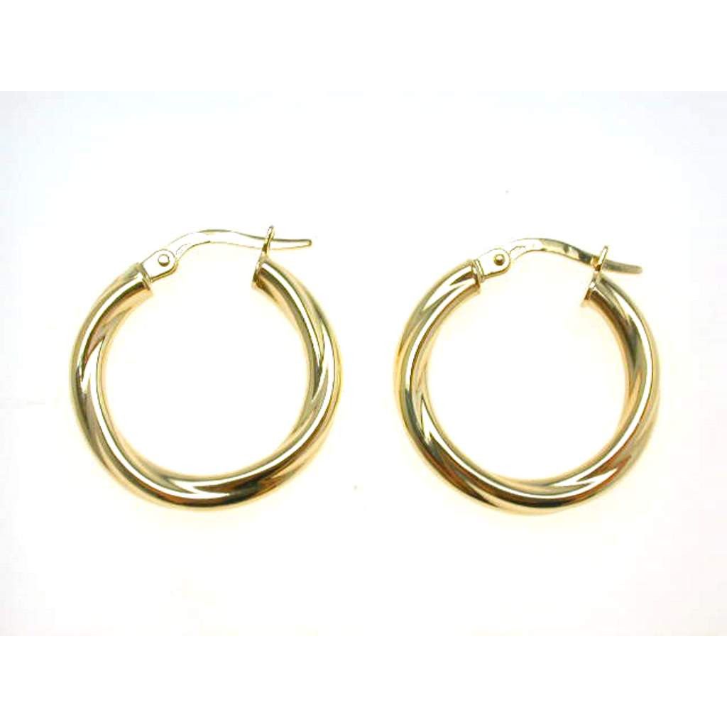 Shiny Yellow Gold Braided Hoops