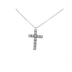 Necklace with diamonds cross Tennis's Style - 2.5cm x 16.50mm