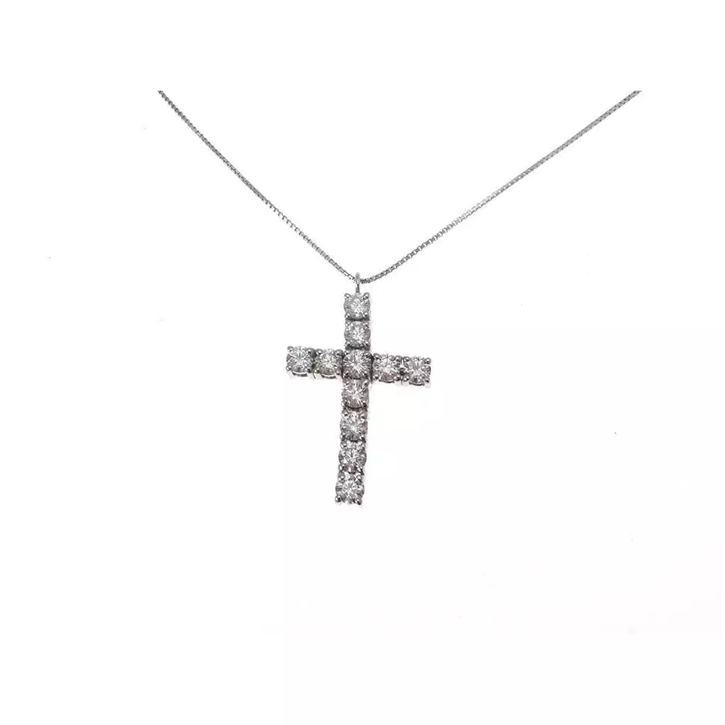 Collana con Croce Diamanti tipo Tennis - 2.5cm x 16.50mm
