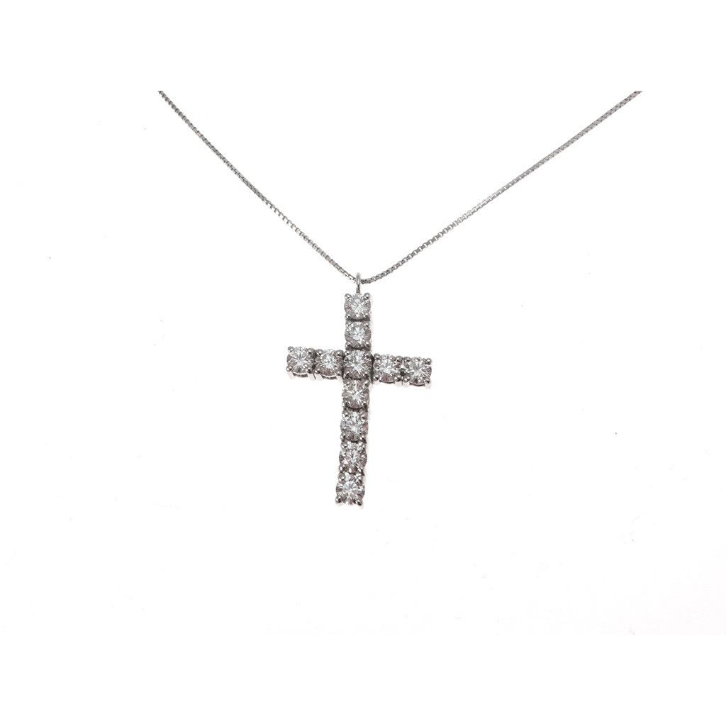 Necklace with diamonds cross Tennis's Style - 2.5cm x 16.50mm