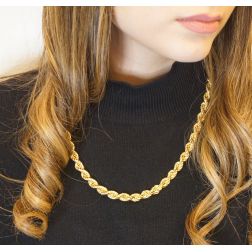Photo of worn Rope Necklace 55 cm x 7.70 mm Yellow gold