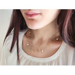 Photo of worn Circle Necklace with Pearls