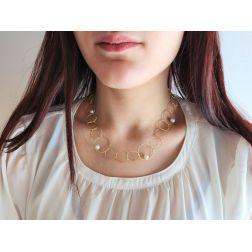 Photo of worn Circle Necklace with Pearls