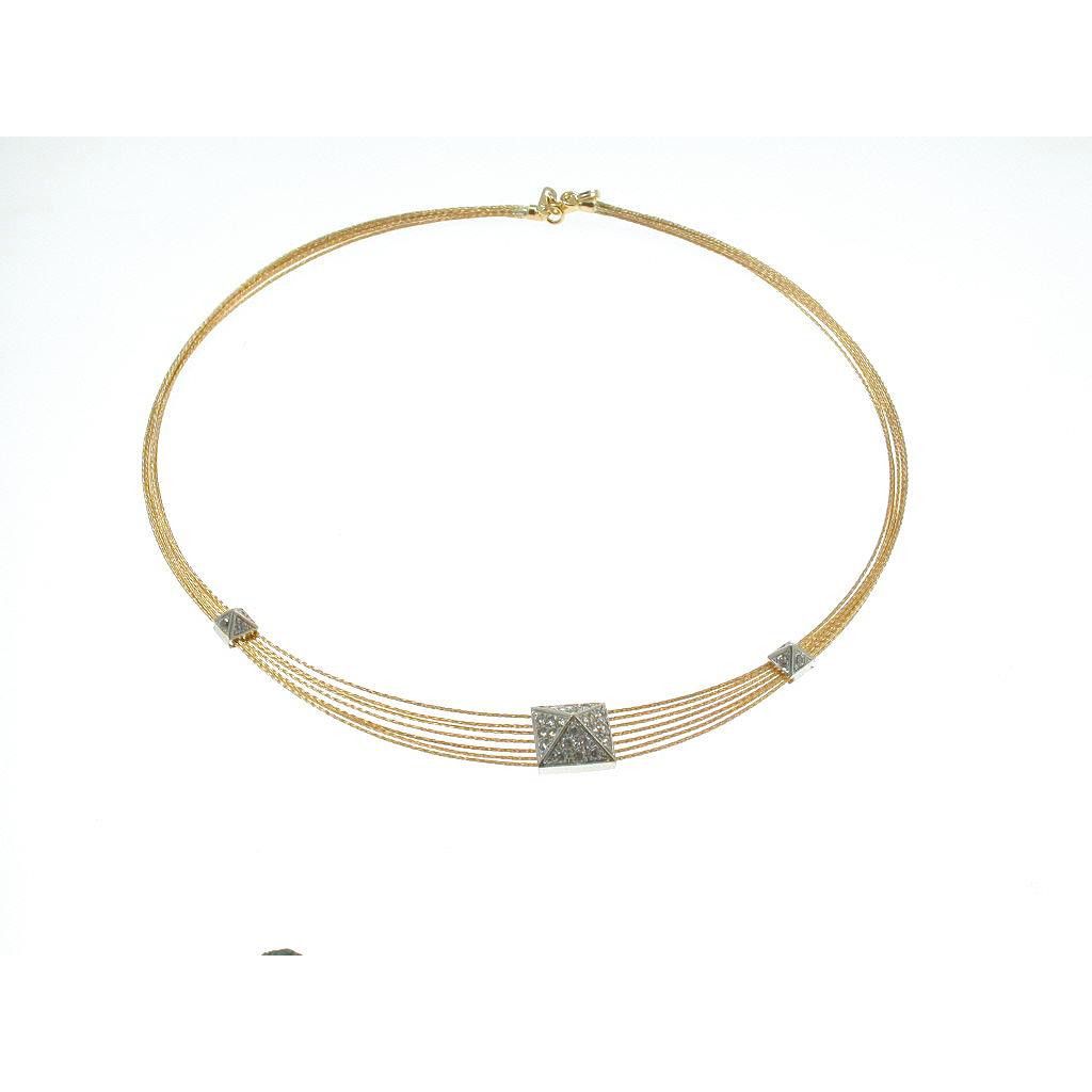Semi-rigid multi-strand Necklace with zircons