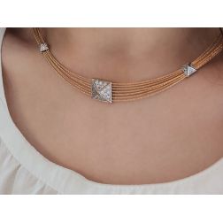Semi-rigid multi-strand Necklace with zircons