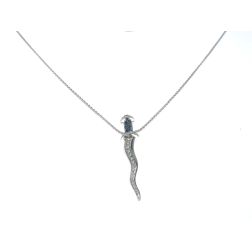 Necklace with Kriss Dagger Pendant with Blue Sapphires and Diamonds