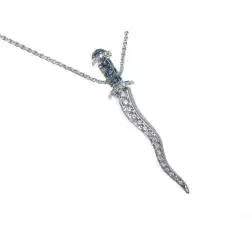 Ciondolo Pugnale Kriss con Zaffiri blu e Diamanti