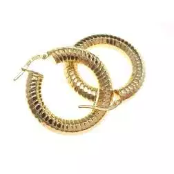 Orecchini Boccole Rigate Medie Oro Giallo 18kt