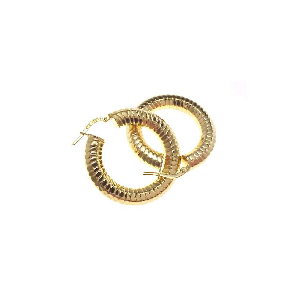 Medium Striped Hoops Earrings 18kt Yellow Gold