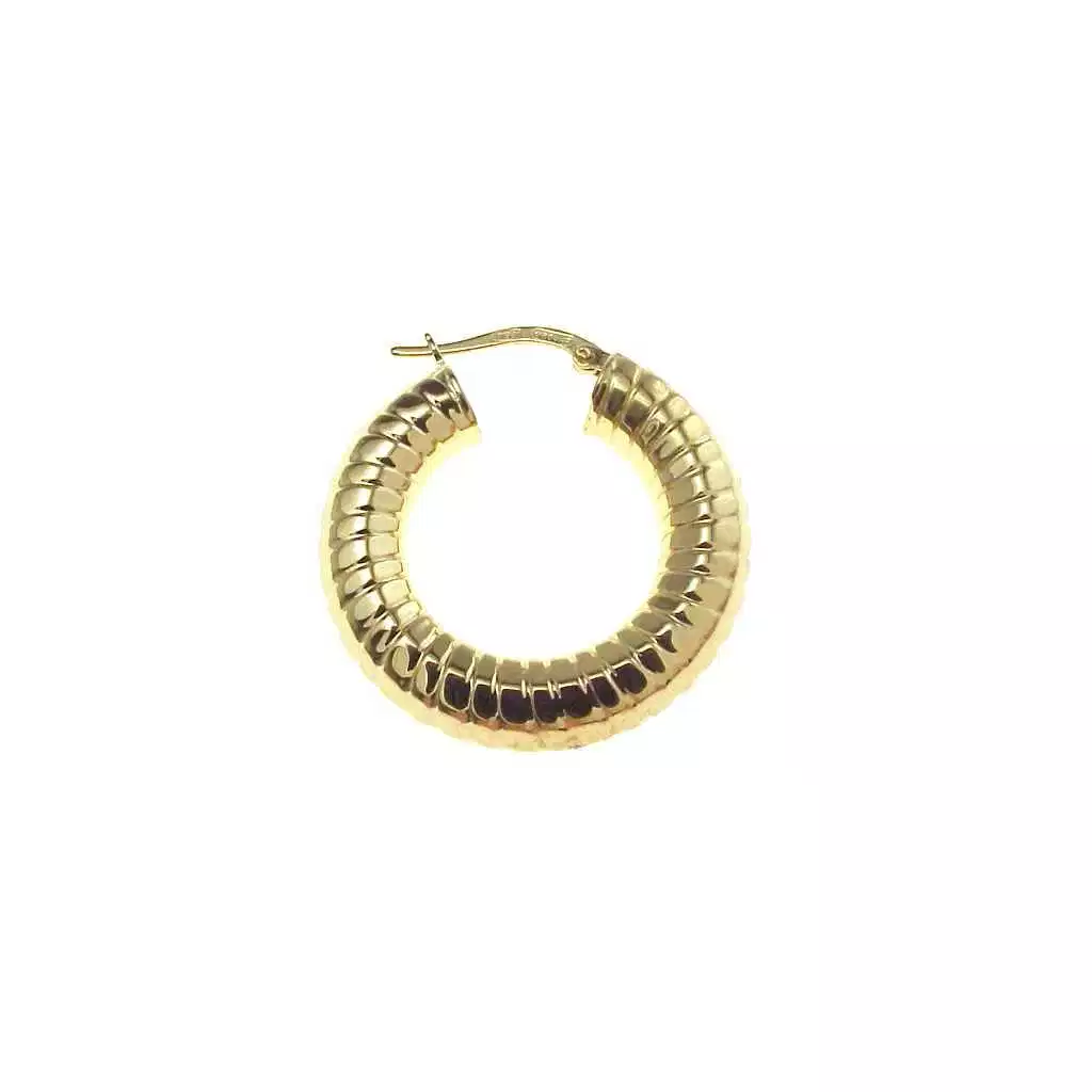 Orecchini Boccole Rigate Grandi Oro Giallo 18kt