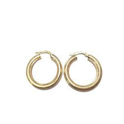 18kt Yellow Gold striped Big Hoops Earrings