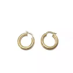 Orecchini Boccole Striate Medie Oro Giallo 18kt