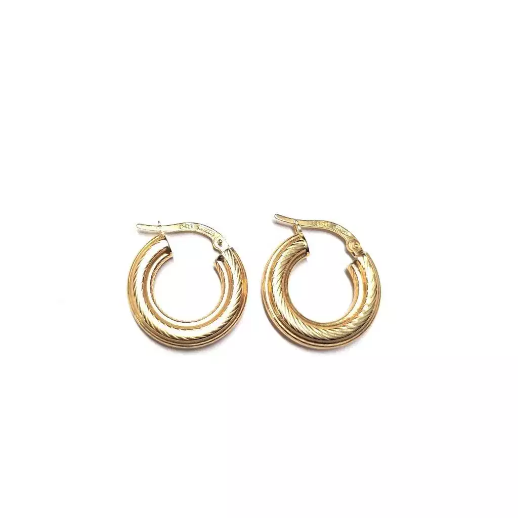 Orecchini Boccole Striate Piccole Oro Giallo 18kt