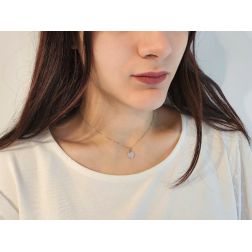 photo of worn Small Heart Pendant White Gold Jumper Attachment