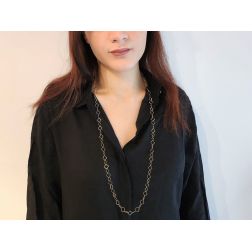 Collana Lunga 90cm Catena a Rombi in oro giallo 18kt foto indossata
