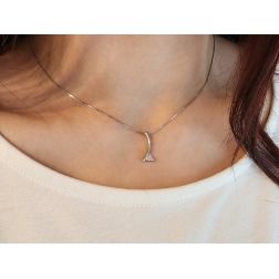 Photo of worn Necklace with 3 Diamonds Arrow Pendant