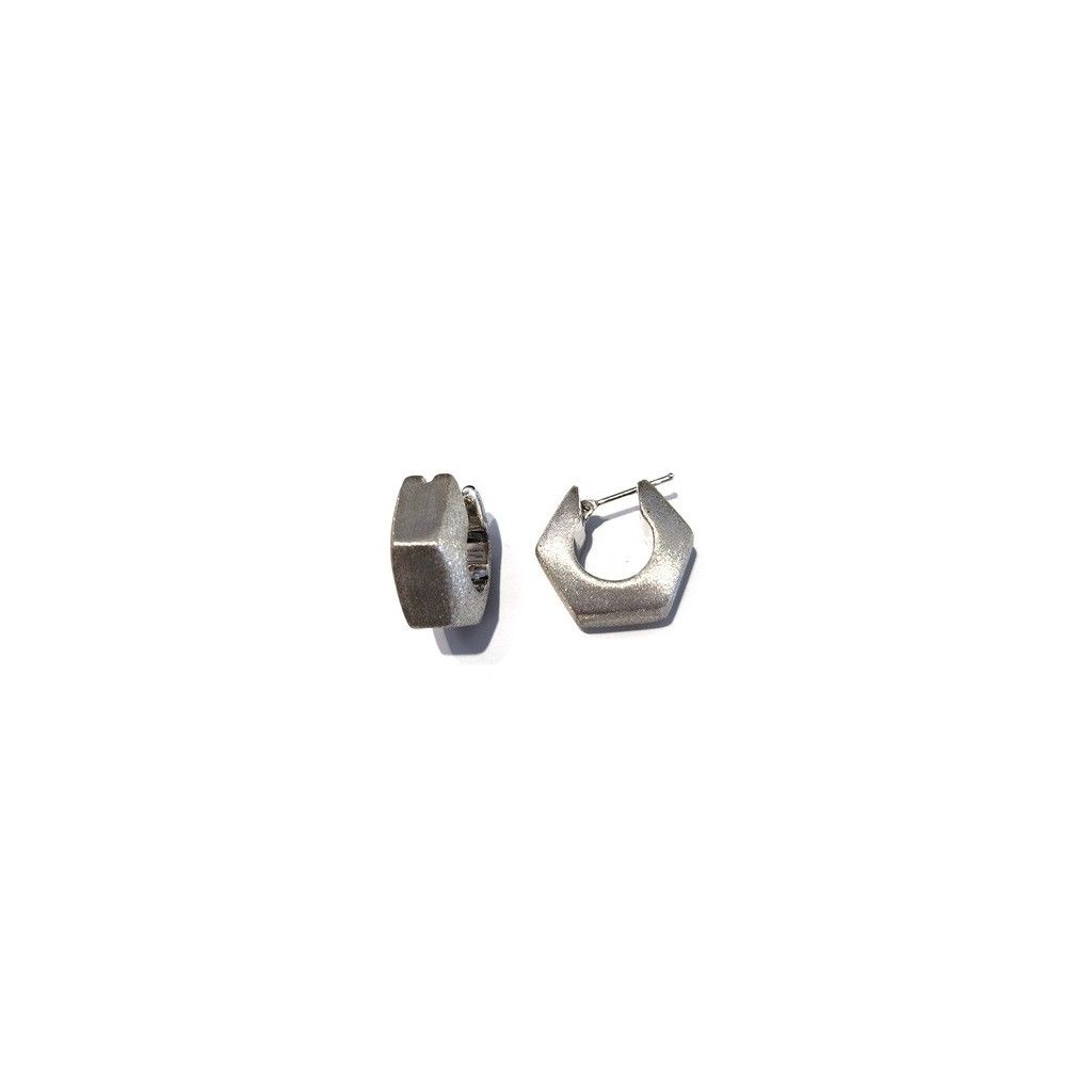 White Gold Hexagon Hoops