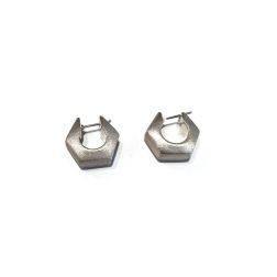 White Gold Hexagon Hoops