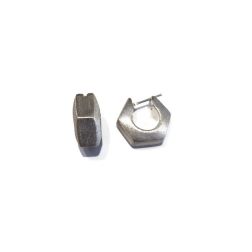 White Gold Hexagon Hoops