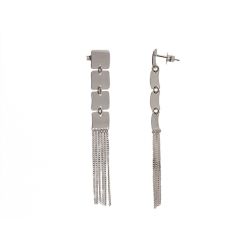 Square Pendant Earrings Multiwire in White Gold