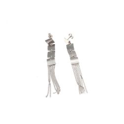 Square Pendant Earrings Multiwire in White Gold