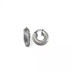 Orecchini Boccole Rigate Godronate Oro Bianco 18kt
