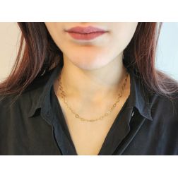 Photo of worn Oval and circle Chain Necklace