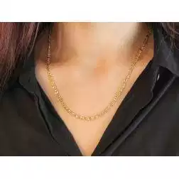 Photo of worn Faceted Figaro link Necklace 50cm x 3.6mm