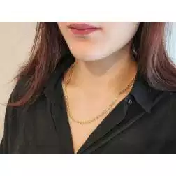Photo of worn Faceted Figaro link Necklace 50cm x 3.6mm