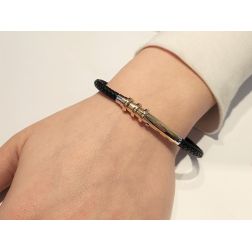 Bracciale Caucciù Targa Tubolare Tre Colori foto indossata