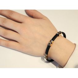 3 Tags rubber bracelet with black zircons