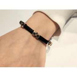 3 Tags rubber bracelet with black zircons