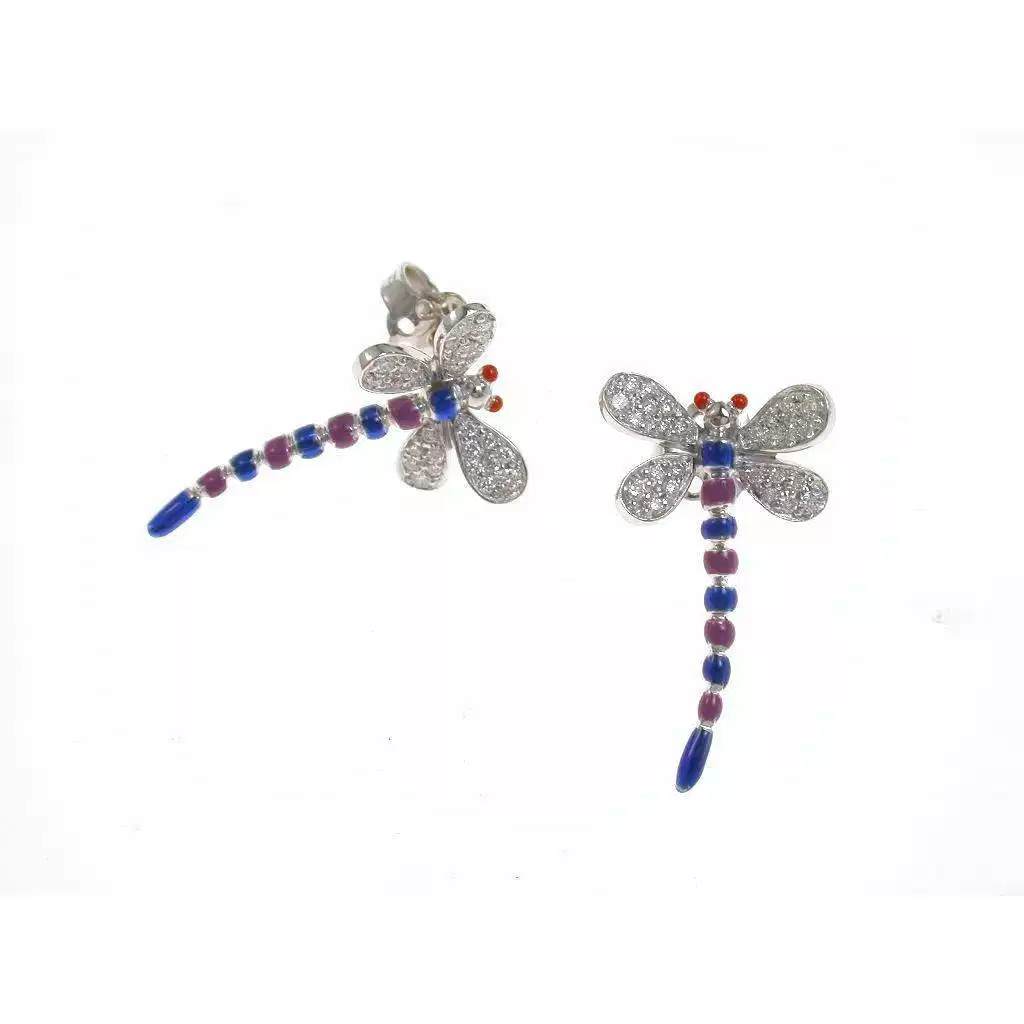 Orecchini Libellula Viola e Blu