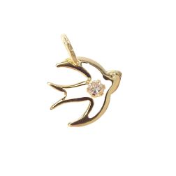 Swallow with zircon in 18kt yellow gold