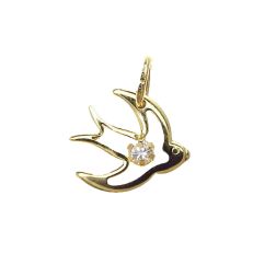 Swallow with zircon in 18kt yellow gold