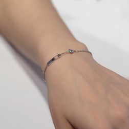 Chain baby bracelet with star and tag in 18kt white gold