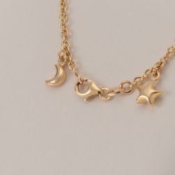 Bracciale 7 ciondoli 3 Stelle 2 Cuori 2 Lune in Tre Colori chiusura