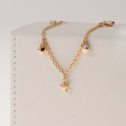 Bracciale 7 ciondoli 3 Stelle 2 Cuori 2 Lune in Tre Colori esposizione