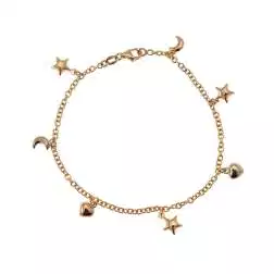 Bracciale 7 ciondoli 3 Stelle 2 Cuori 2 Lune in Tre Colori