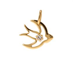 Rondine con zircone in oro Giallo 18kt